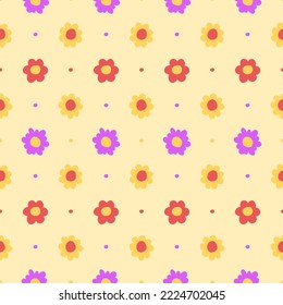 Fondo vectorial de flores sin costura dibujado a mano. Niños dibujando flores de color.