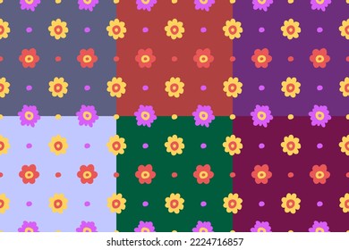 Fondo vectorial de flores sin costura dibujado a mano. Niños dibujando flores de color.