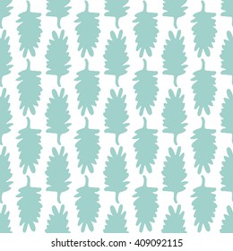 Hand Drawn Seamless Foliage Pattern. Repetitive cute vector background of leaves or feathers
