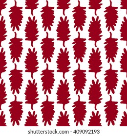 Hand Drawn Seamless Foliage Pattern. Repetitive cute vector background of leaves or feathers