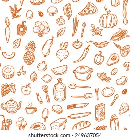 Hand Drawn Seamless Food Pattern