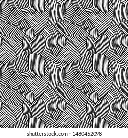 Hand drawn seamless grunge texture. Artistic illustration of rough graphic pattern, ethnic abstract line, tribal ink symbol. Vector coloring image