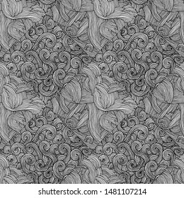 Hand drawn seamless grunge texture. Artistic illustration of rough graphic pattern, ethnic abstract line, tribal ink symbol. Vector coloring image