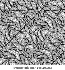 Hand drawn seamless grunge texture. Artistic illustration of rough graphic pattern, ethnic abstract line, tribal ink symbol. Vector coloring image