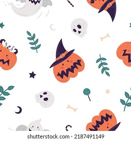 hand drawn seamless halloween pattern vector illustration