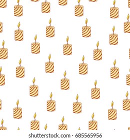 Hand drawn seamless of holiday candles. hand drawn holiday blob brush background pattern for your design