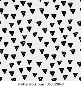 Hand drawn seamless ink pattern with triangles. Sketch design for print, home decor, textile, wrapping paper, invitation card background, fashion fabric
