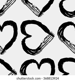Hand drawn seamless ink pattern with triangles ink hearts. Sketch design for print, home decor, textile, wrapping paper, invitation card background, fashion fabric
