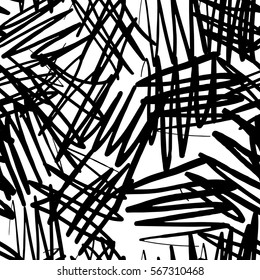 Hand drawn seamless ink pattern with sketchy strokes. Color ink sketch design for print, textile, fashion fabric