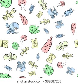 Hand drawn seamless kids pattern