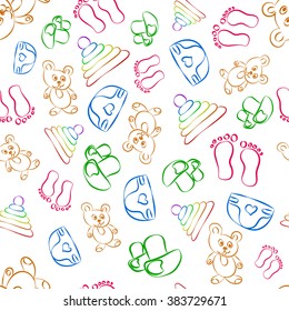 Hand drawn seamless kids pattern