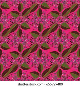 Hand drawn seamless leaf illustration. Seamless pattern abstract floral background. Vector sketch of many abstract leaves in colors.