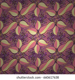 Hand drawn seamless leaf illustration. Seamless pattern abstract floral background. Vector sketch of many abstract leaves in colors.