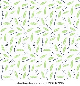 Hand drawn seamless leaf pattern. hand drawn pattern.