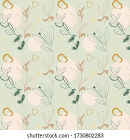 Hand drawn seamless leaves pattern design. Can use for print, template, fabric, presentation, textile, banner, poster, wallpaper, poster