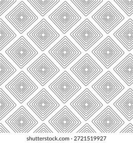 Patrón Monocromático Inconsútil Dibujado A Mano Del Telón De Fondo Con El Diamante Geométrico Con Los Cuadrados Anidados En Estilo Elegante Retro Aislado En Fondo Blanco