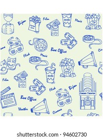 Hand Drawn Seamless Movies Icons      changeable background    vector eps10