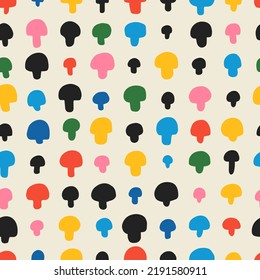 Hand drawn seamless mushroom pattern. Hipster illustration. Modern graphic design.