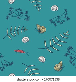 hand drawn seamless with natural elements