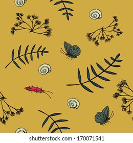 hand drawn seamless with natural elements