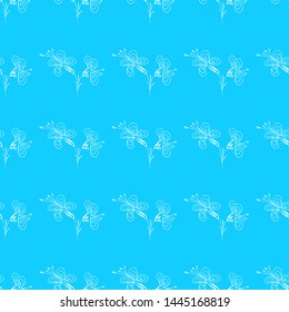 Hand drawn seamless outline simple flowers for wallpaper design. Vector hand drawn pattern. Seamless floral pattern. Vector line design. White background. Daisy flower drawing.