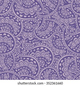Hand drawn seamless Paisley pattern. Doodle style.