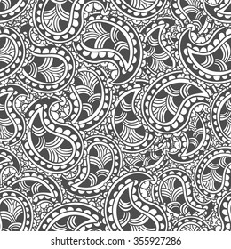 Hand drawn seamless Paisley pattern. 