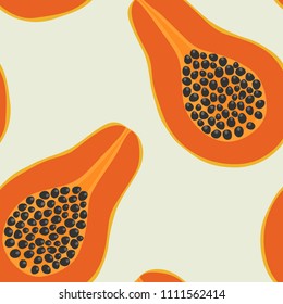 hand drawn seamless papaya pattern on light background