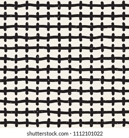 Hand drawn seamless pattern. Abstract geometric shapes background in black and white. Vector ethnic style grungy texture.