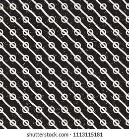 Hand drawn seamless pattern. Abstract geometric shapes background in black and white. Vector ethnic style grungy texture.