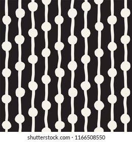 Hand drawn seamless pattern. Abstract geometric shapes background in black and white. Vector ethnic style grungy texture.