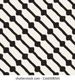 Hand drawn seamless pattern. Abstract geometric shapes background in black and white. Vector ethnic style grungy texture.