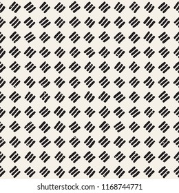 Hand drawn seamless pattern. Abstract geometric shapes background in black and white. Vector ethnic style grungy texture.