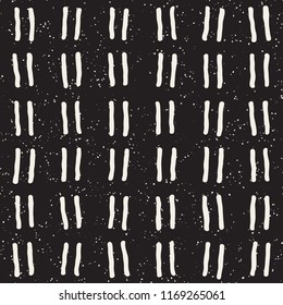 Hand drawn seamless pattern. Abstract geometric shapes background in black and white. Vector ethnic style grungy texture.
