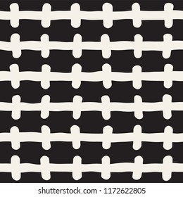 Hand drawn seamless pattern. Abstract geometric shapes background in black and white. Vector ethnic style grungy texture.