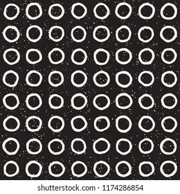 Hand drawn seamless pattern. Abstract geometric shapes background in black and white. Vector ethnic style grungy texture.