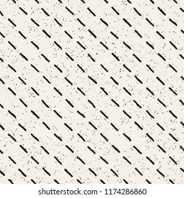 Hand drawn seamless pattern. Abstract geometric shapes background in black and white. Vector ethnic style grungy texture.