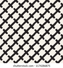 Hand drawn seamless pattern. Abstract geometric shapes background in black and white. Vector ethnic style grungy texture.