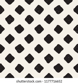 Hand drawn seamless pattern. Abstract geometric shapes background in black and white. Vector ethnic style grungy texture.