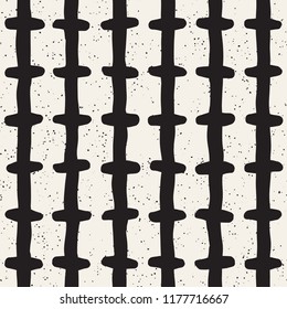 Hand drawn seamless pattern. Abstract geometric shapes background in black and white. Vector ethnic style grungy texture.