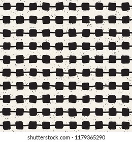 Hand drawn seamless pattern. Abstract geometric shapes background in black and white. Vector ethnic style grungy texture.