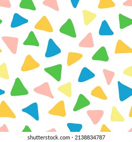 Hand drawn seamless pattern with abstract shapes. Childish style vector background. Fresh modern geo print for kids apparel, scrapbooking, wallpaper