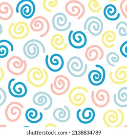 Hand drawn seamless pattern with abstract shapes. Childish style vector background. Fresh modern geo print for kids apparel, scrapbooking, wallpaper