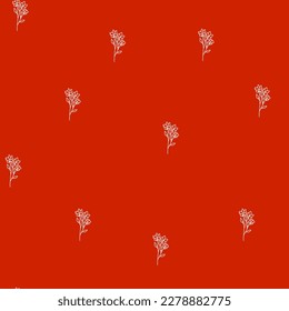 Handgezeichnet nahtlose Muster mit abstrakten Blumen.Botanische Illustration für die Innendekoration, Innenausstattung, Tapete, Kindermode, Cover-Design, Verpackungspapier auf rotem Hintergrund. 