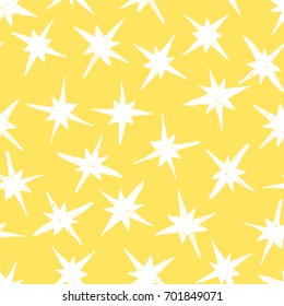 Hand drawn seamless pattern. Abstract pink doodle background. Vector art illustration stars