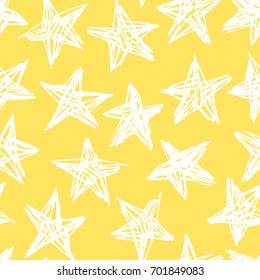 Hand drawn seamless pattern. Abstract pink doodle background. Vector art illustration stars