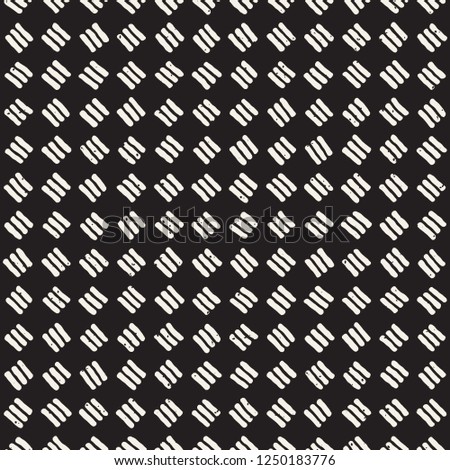 Hand drawn seamless pattern. Abstract geometric shapes background in black and white. Vector ethnic style grungy texture.