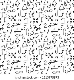Hand drawn seamless pattern arrows. Vector illustration.