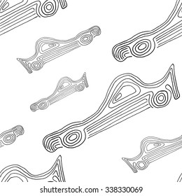 Hand drawn seamless pattern with auto