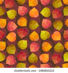 Hand drawn seamless pattern with autumn leaves. Hand drawn colorful fall illustrations for packaging, gift wrap, wallpapers, fabric,  scrapbooking paper and any type of printed products.